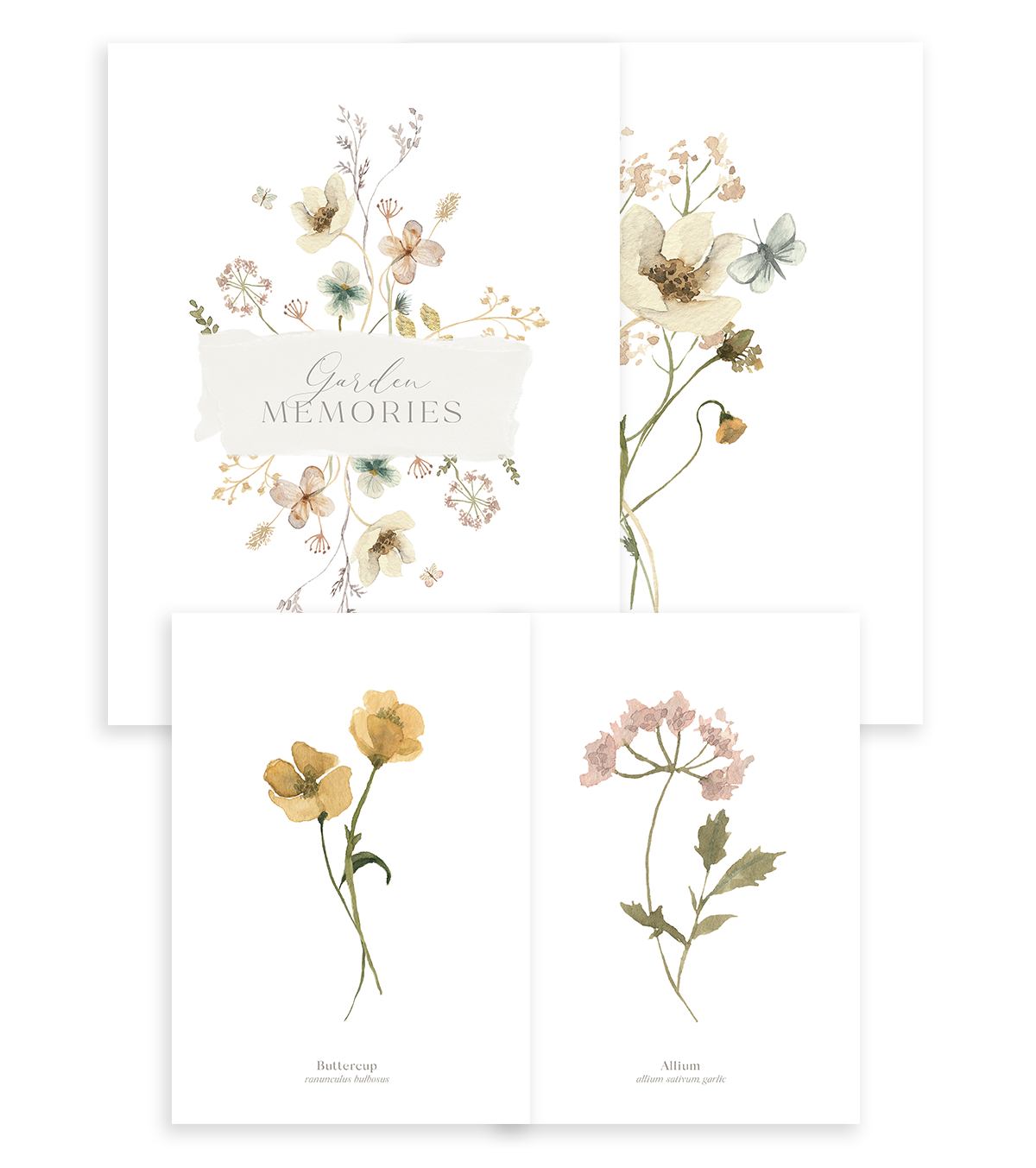 MADEMOISELLE - 4er-Set Posters Kind - Botanische Blumen