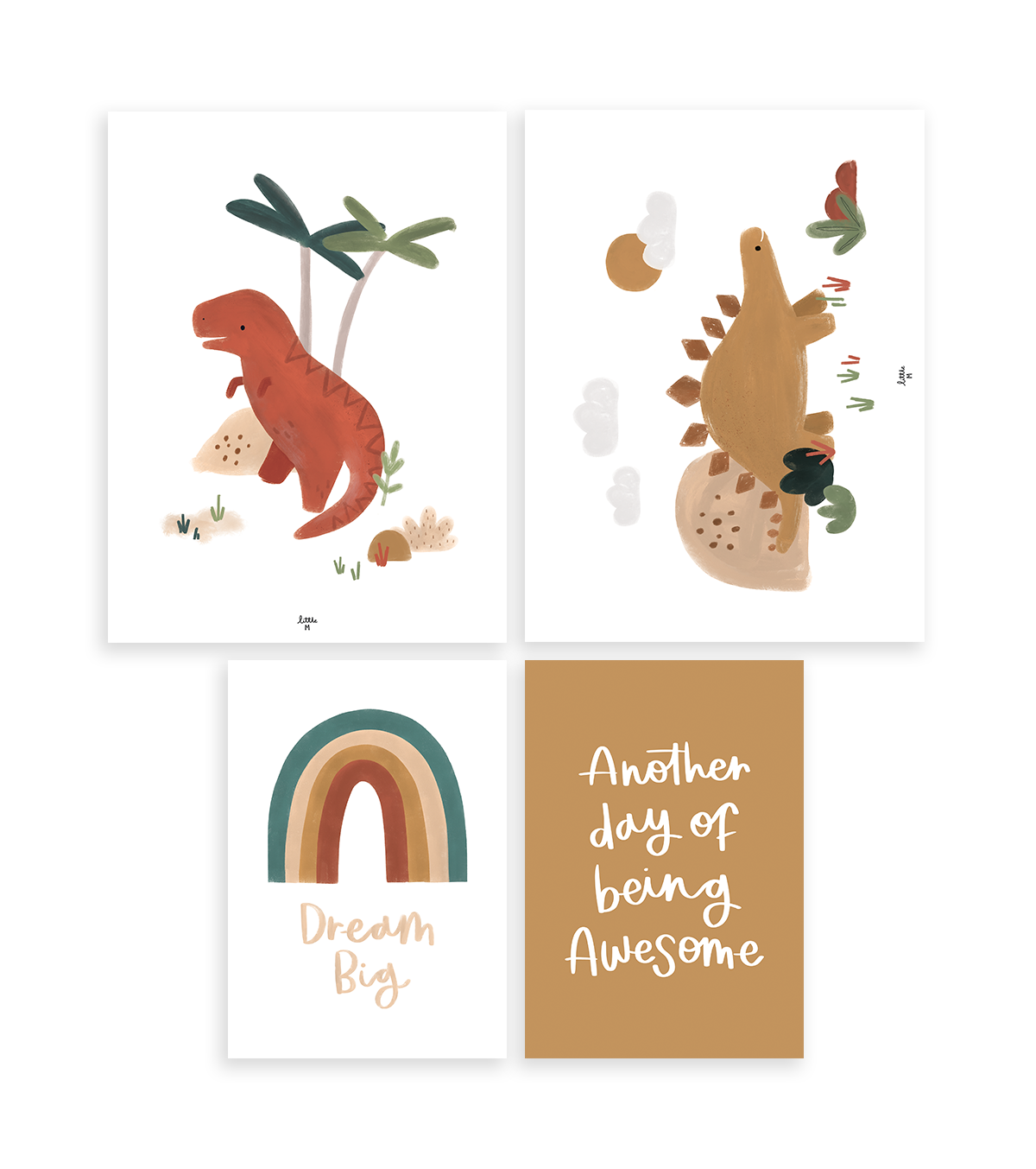 SUNNY - 4er-Set Posters Kind / Dinosaurier & co