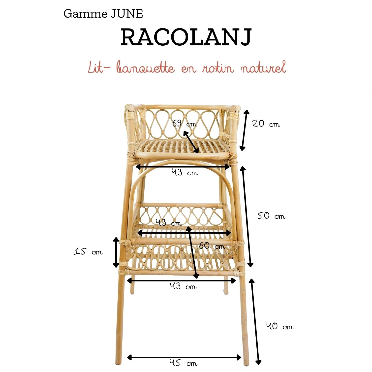 JUNE - Wickeltisch aus natürlichem Rattan