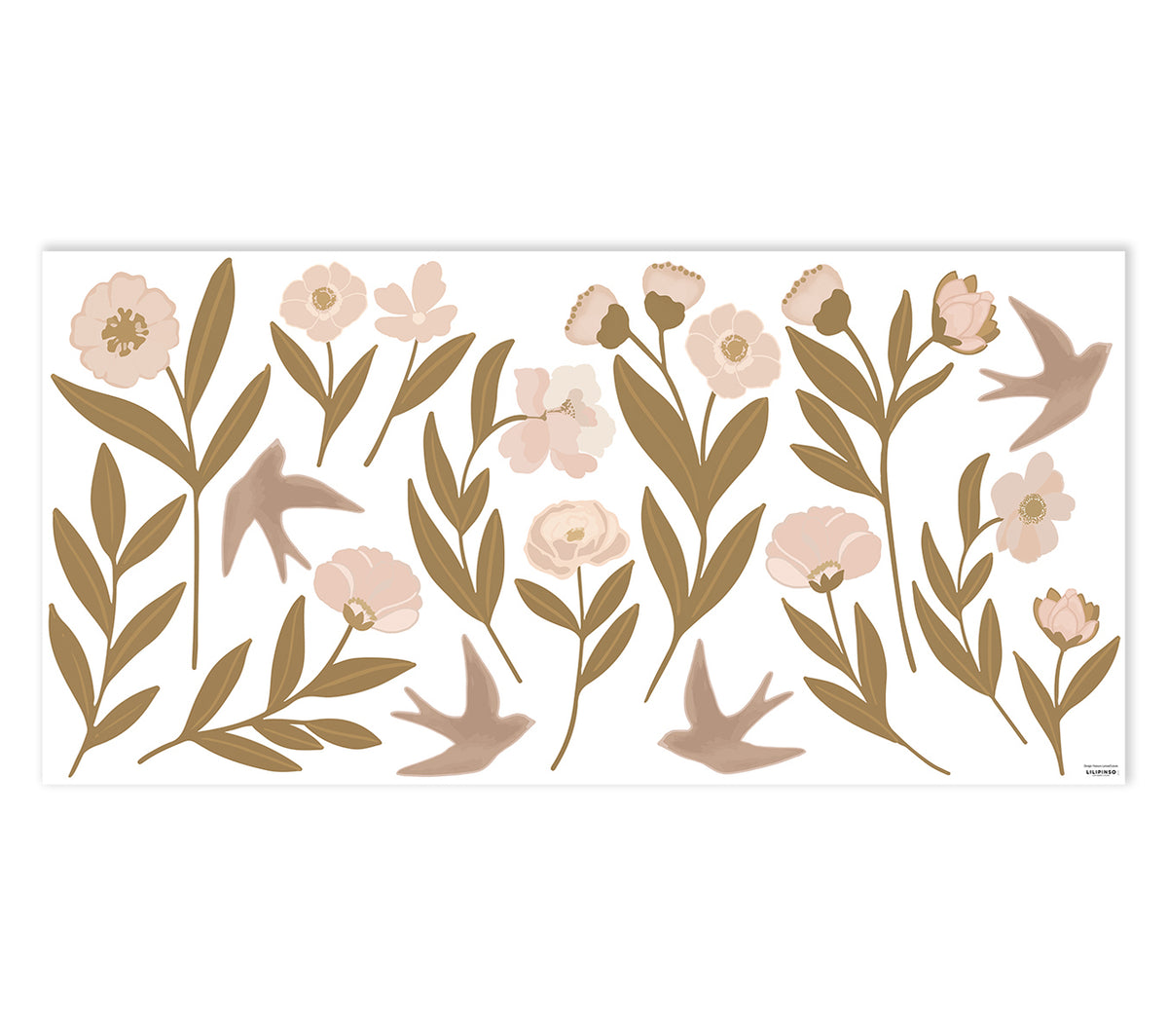 ELEONORE - Wandsticker Wandbilder - Blumen und Schwalben