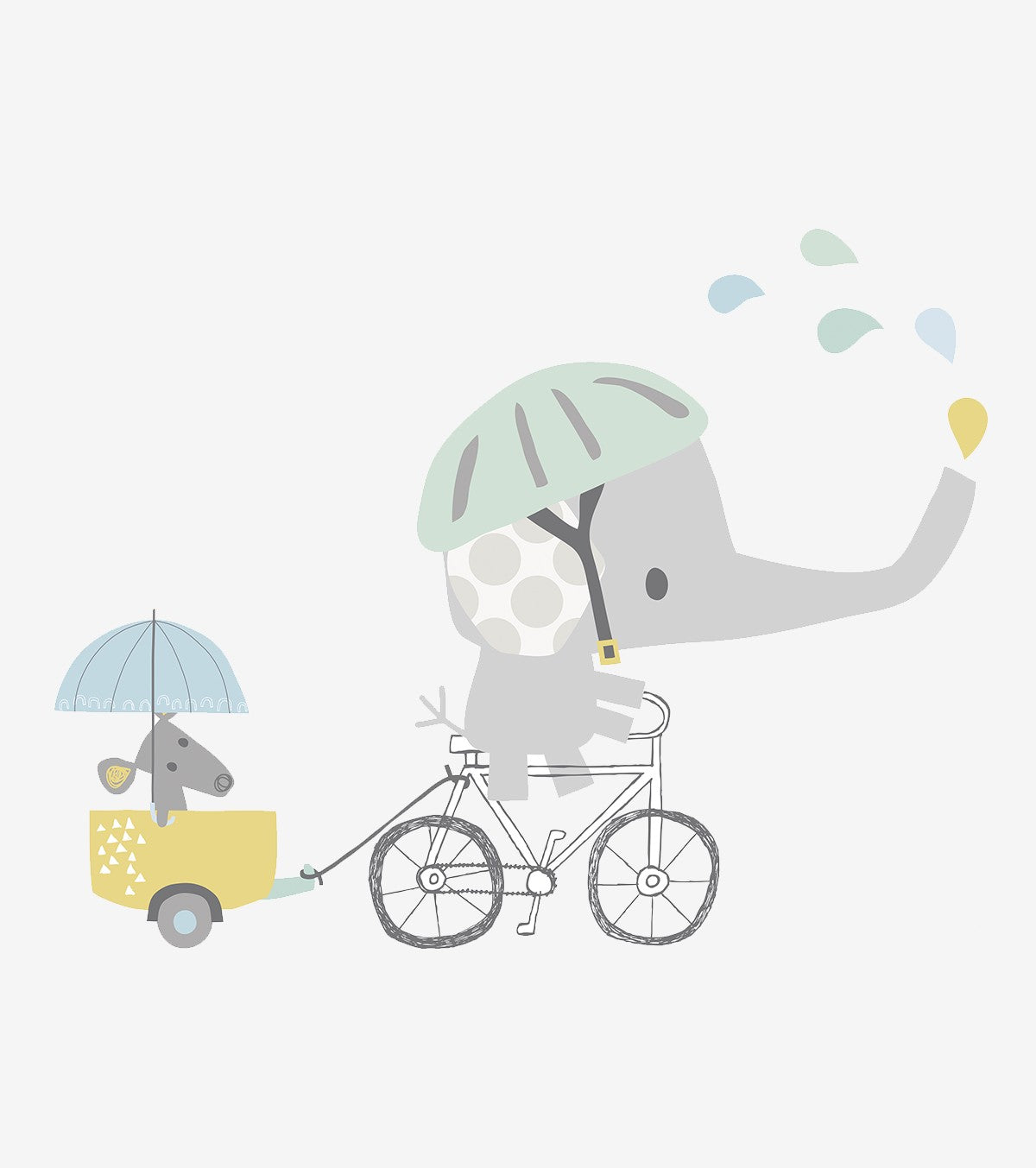 SMILE IT'S RAINING - Großer Sticker - Elefant auf seinem Fahrrad