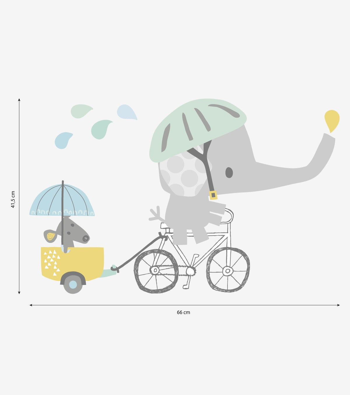 SMILE IT'S RAINING - Großer Sticker - Elefant auf seinem Fahrrad