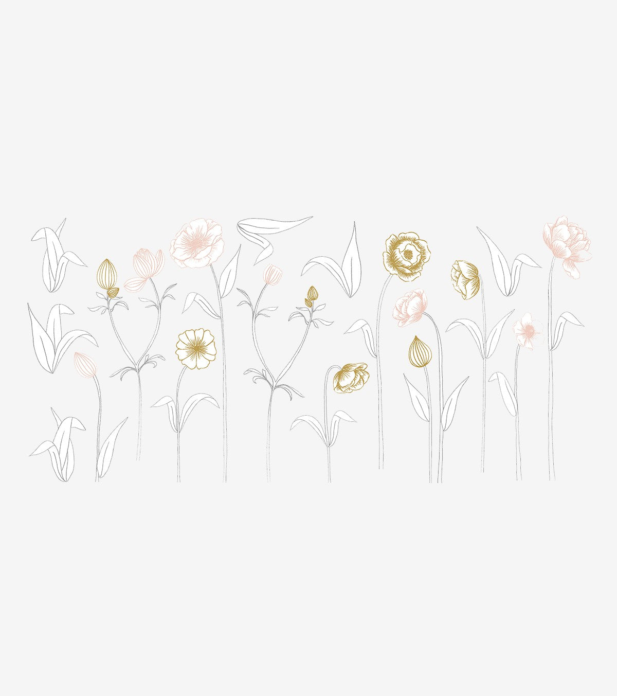 BOTANY - Große Wandsticker - Große Blumen (Rosa und Ocker)