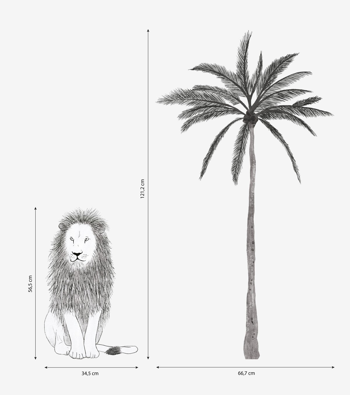 SERENGETI - Große Wandsticker - Löwe und Palme