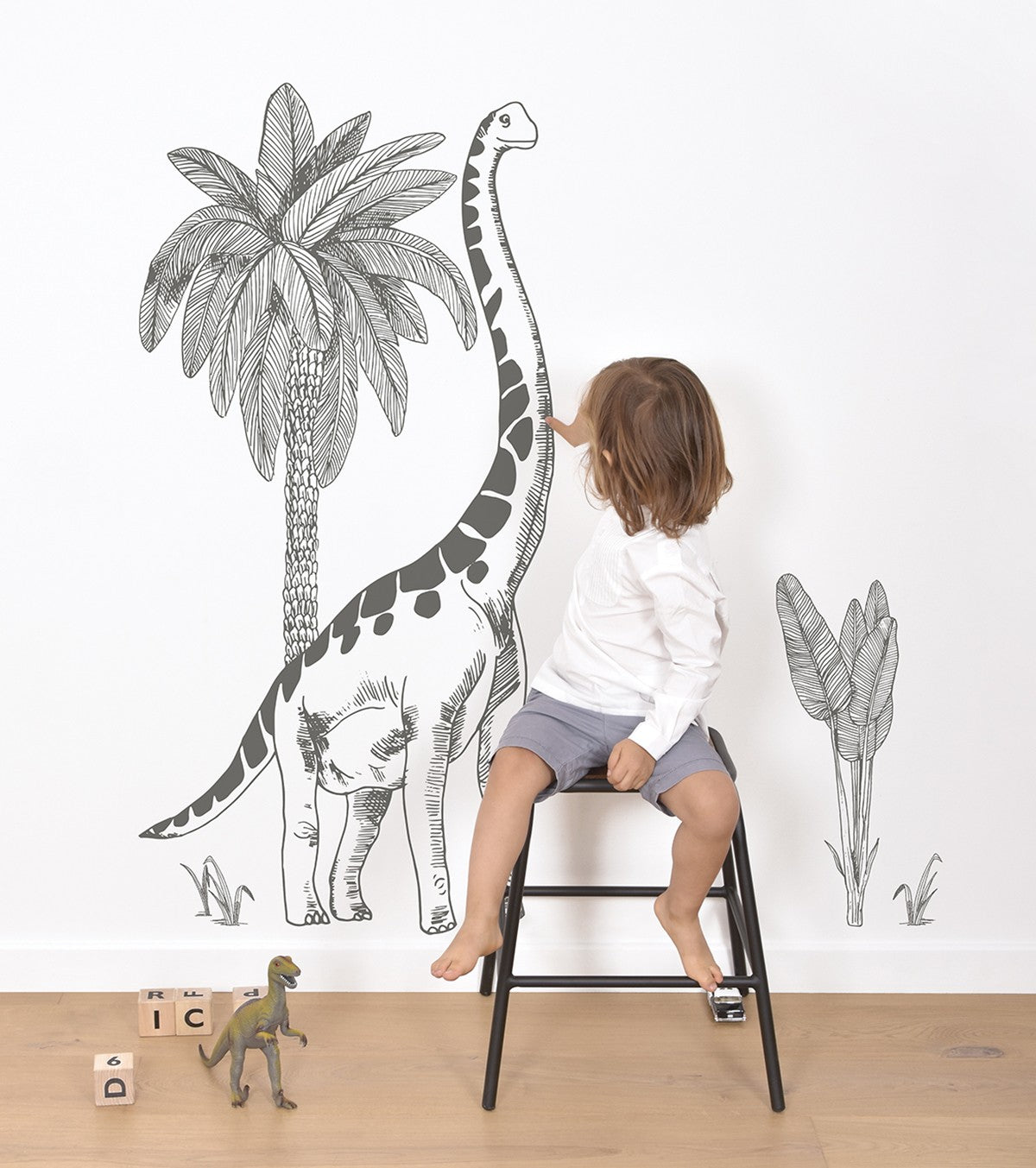 DINOSAURUS - Wandsticker Wandbilder - Diplodocus und Palme