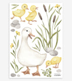 LUCKY DUCKY - Wandsticker Wandbilder - Mutter Ente und Entchen