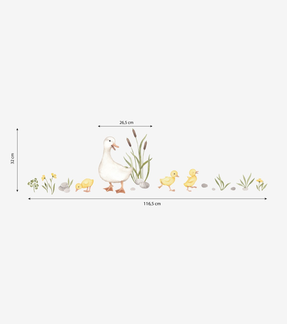 LUCKY DUCKY - Wandsticker Wandbilder - Mutter Ente und Entchen