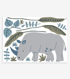 TANZANIA - Wandsticker Wandbilder - Nashörner, Palmen und Blätter
