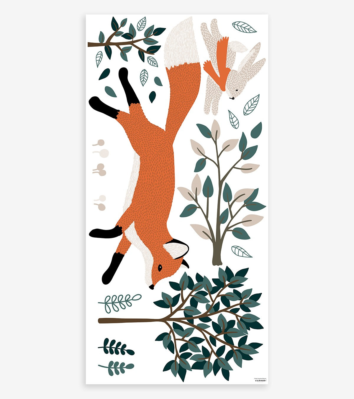 M. FOX - Wandsticker Wandbilder - Wald, Fuchs und Hase