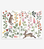 QUEYRAN - Wandsticker Wandbilder - Feldblumen und Kaninchen