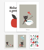 MOKA & POM - Set Posters Kind - Katzen und Äpfel (5er Set)