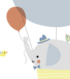 UP! - Kinderposter - Elefant im Heißluftballon