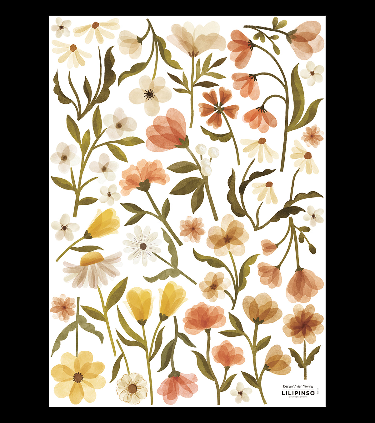 FELIDAE - Wandsticker Wandbilder - Vintage-Blumen