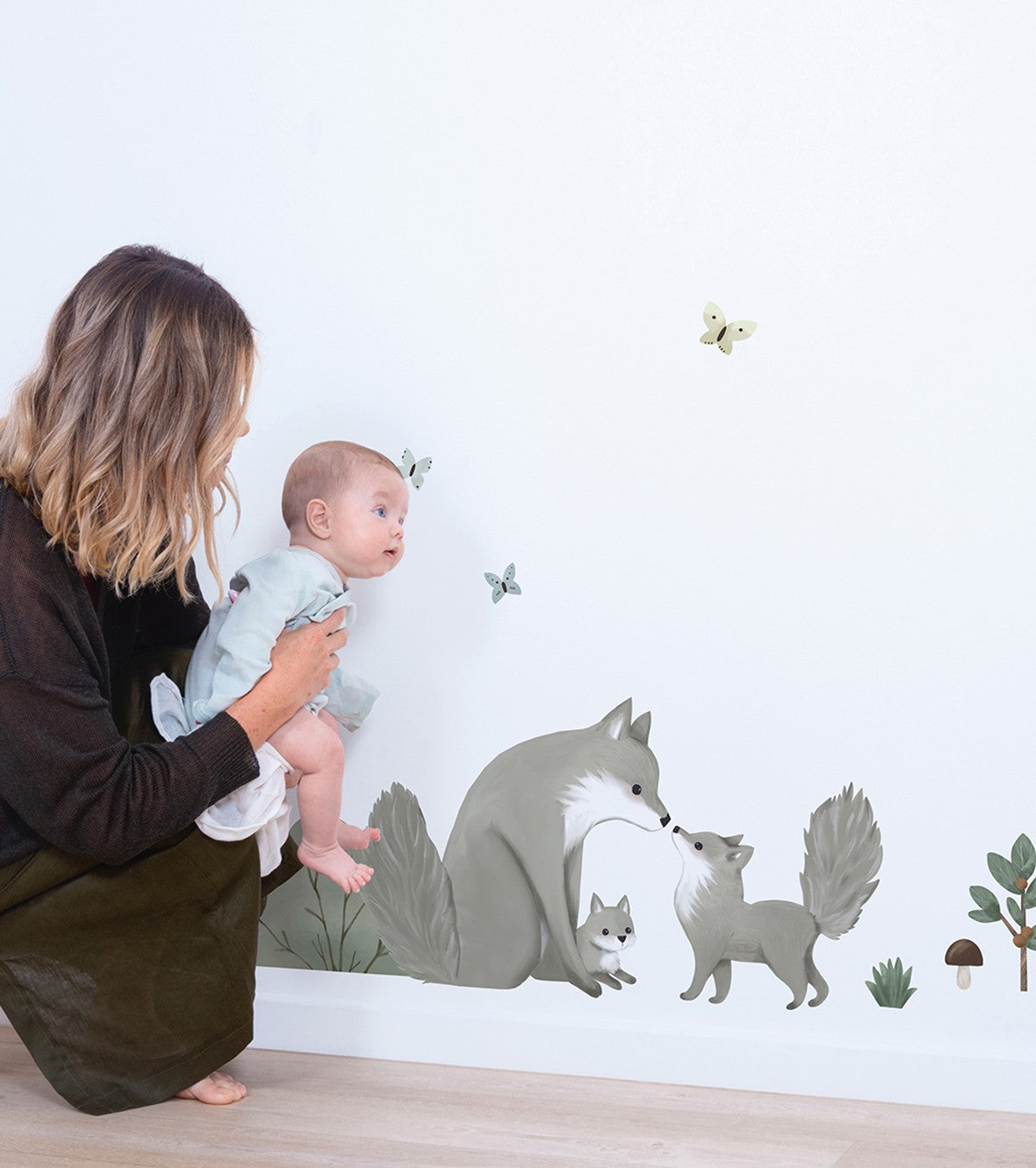 KHARU - Wandsticker Wandbilder - Die Fuchsfamilie