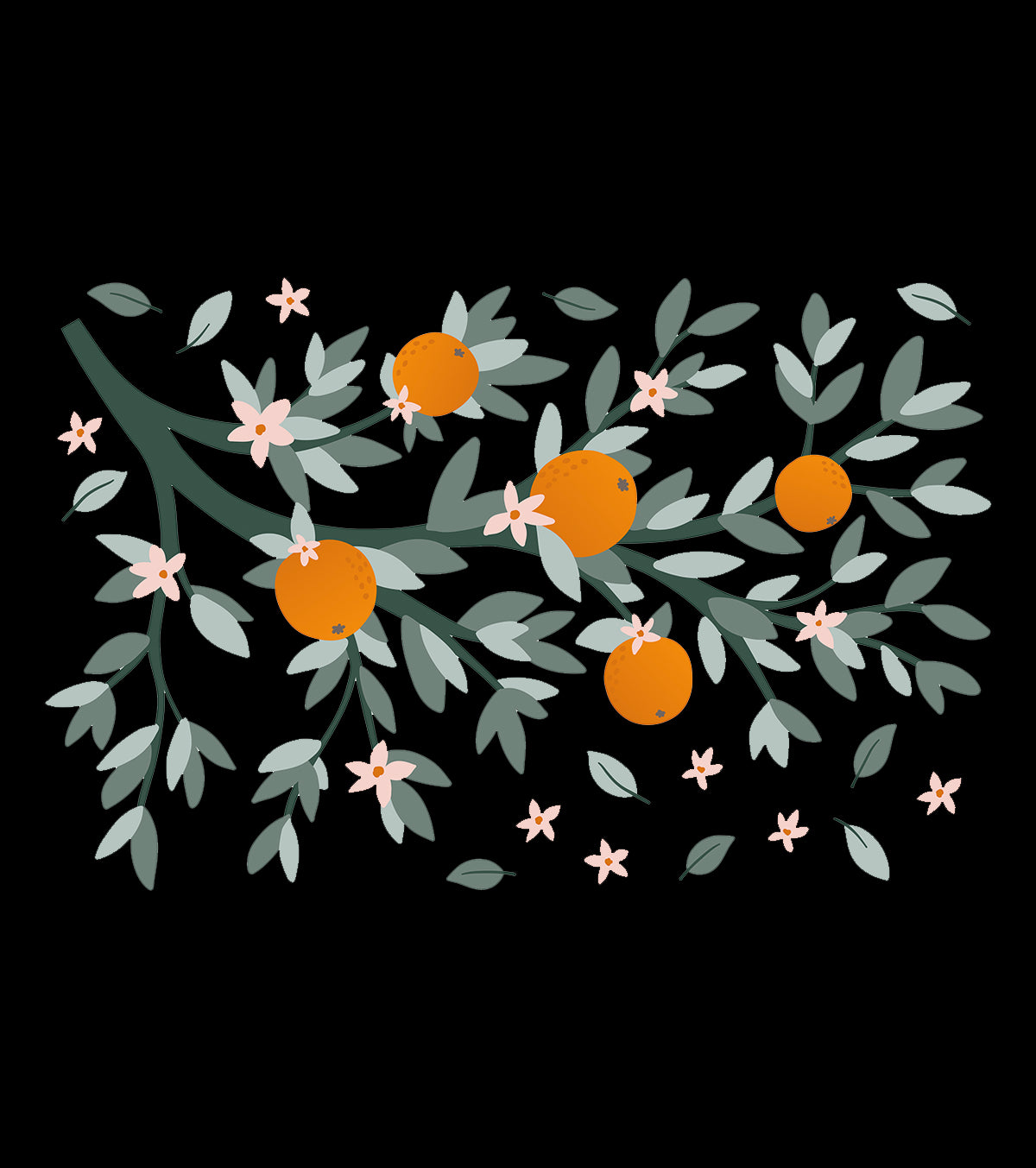 LOUISE - Großer Sticker - Zweige und Orangen