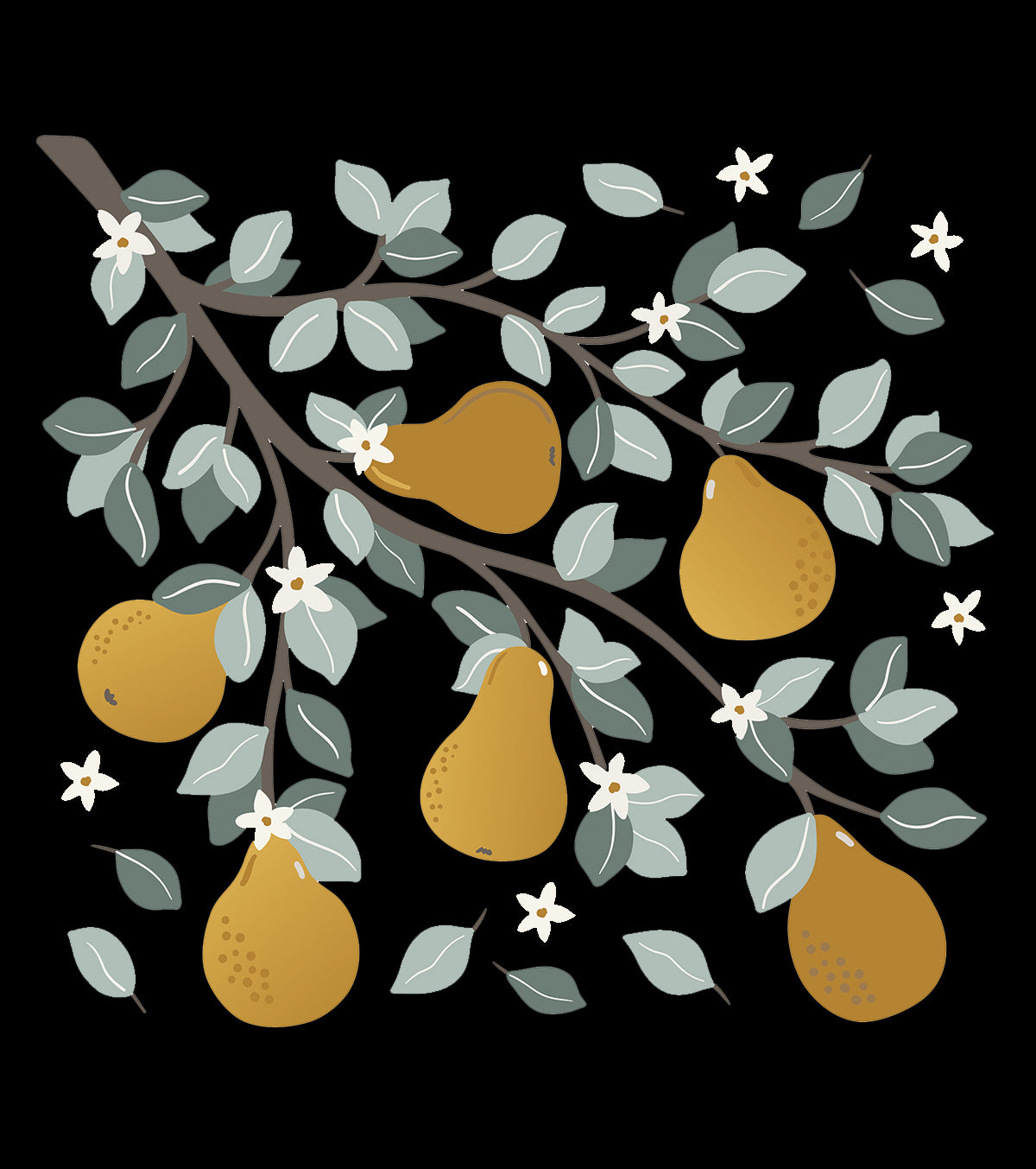 LOUISE - Großer Sticker - Äste und Birnen