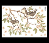OH DEER - Wandsticker Wandbilder - Blühender Zweig und Vögel