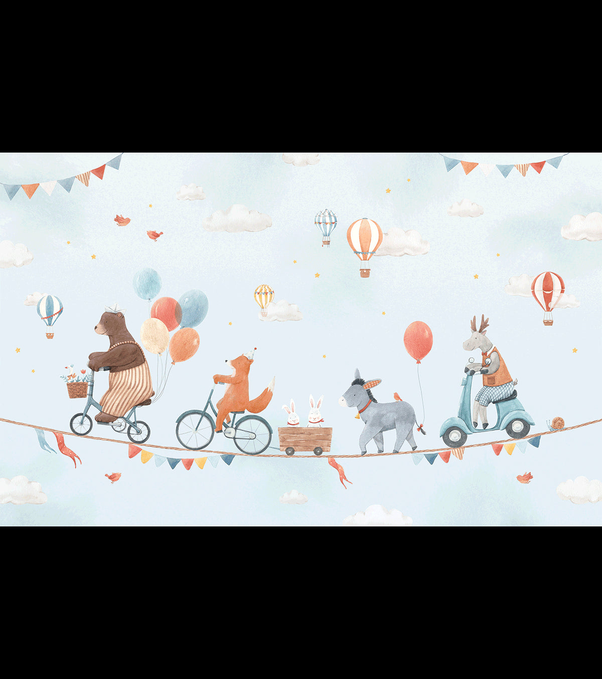 GENTLE FRIENDS - Panorama-Tapete - Tiere und Luftballons
