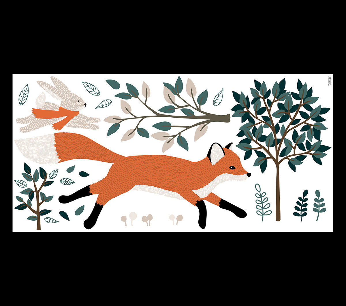 M. FOX - Wandsticker Wandbilder - Wald, Fuchs und Hase