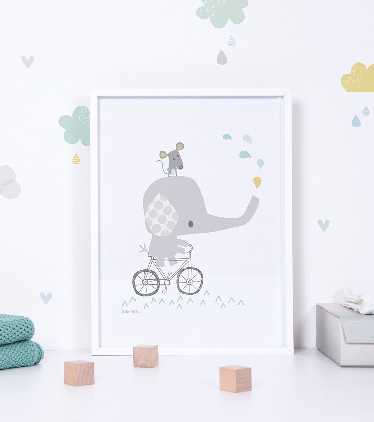 SMILE IT'S RAINING - Kinderposter - Elefant auf seinem Fahrrad