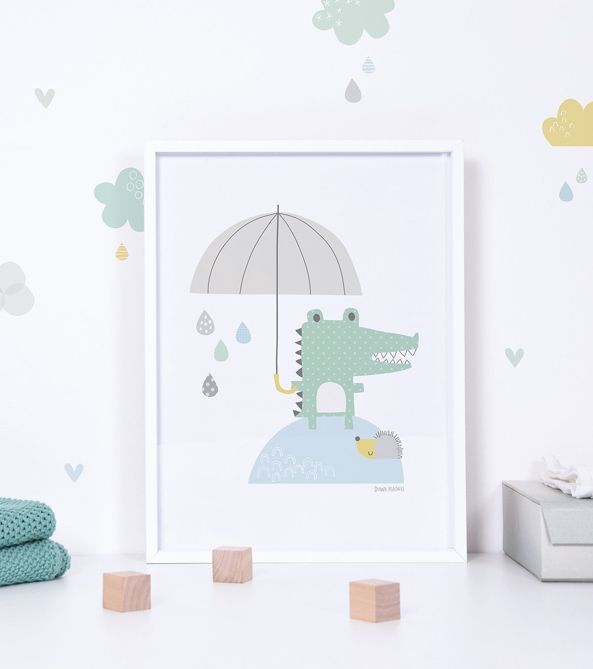 SMILE IT'S RAINING - Kinderposter - Krokodil und sein Regenschirm