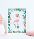 RIO - Kinderposter - Flamingo und Blätter