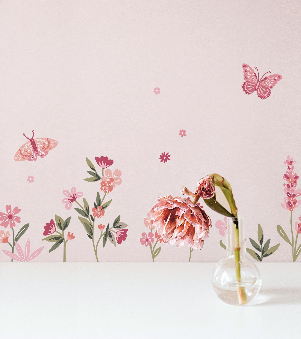 MAGENTA - Wandsticker Wandbilder - Blumen und Schmetterlinge