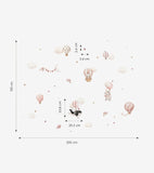 SELENE - Wandsticker Wandbilder - Tiere und Luftballons (rosa)